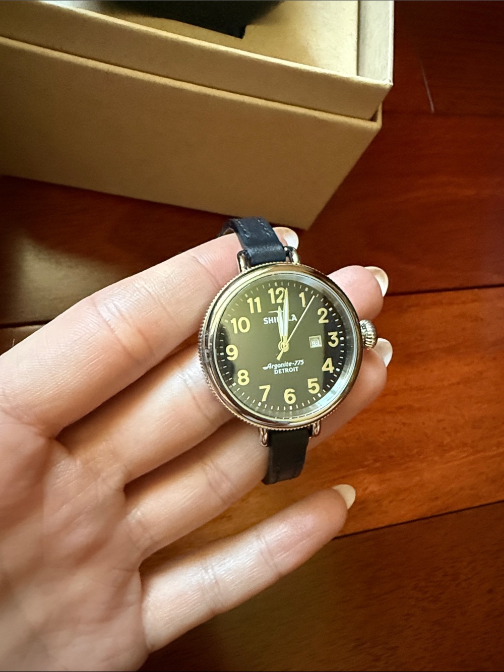 Shinola Black Dial Black Leather Strap Women’s Watch